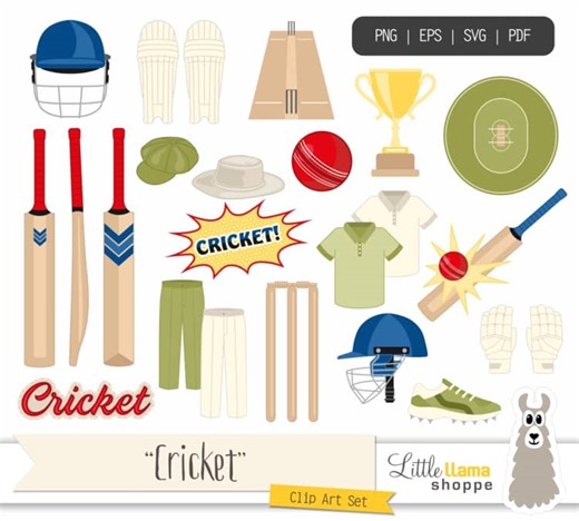 Cricket (Sports) Clipart | Set of 22 Clip Art Graphics
