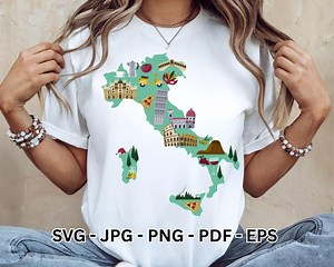 Italy Map SVG Bundle | Italian Travel Silhouette Clipart | Rome Landmark Vector Outline | T-shirt Sublimation Cricut Digital Download - Etsy
