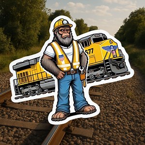 Bigfoot Railroad Worker Sticker: Vinyl Train Decal - Etsy
