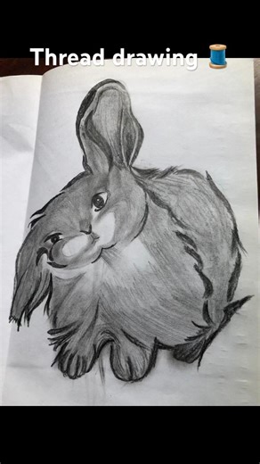 Drawing using thread 🧵 #rabbit #art #thread #cute #aesthetic #sketch