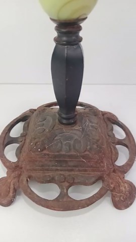 Antique Cast Iron Bridge Lamp Base and Stem With Uranium Slag Glass Orb - Etsy