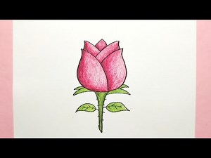 Cara menggambar bunga mawar - How to draw a rose step by step