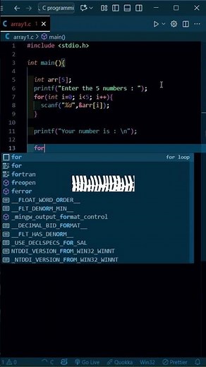 #48 || C Programming || Array Operations in C || #cprogramming #ytshorts #viralshorts