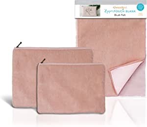 Kimberbell Zipper Pouch Blanks (2pc) - Felt, Color: Blush, Small 6”x8” & Large 7”x10”, Sewing Patterns & Designs, Sewn-in-Zipper, Serged Open Side Seams - Easy to Hoop, Add Machine Embroidery Design