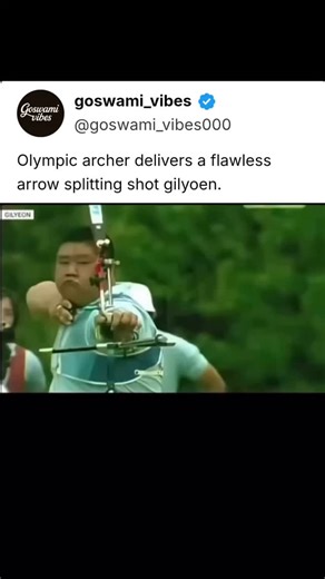 goswami_vibes on Instagram: "FLAWLESs Back in 2008, an archer pulled off a moment that people still talk about. During a practice round, he released an arrow that sliced cleanly through another already lodged in the target. It drove straight down the center from end to end, creating a scene so precise it looked nearly impossible to replicate on purpose. The shot left everyone watching in disbelief-almost as if perfect concentration had taken visible shape. Archery experts note that arrows flex a