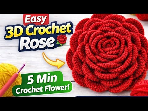 Amazing 3D Crochet Rose 😍 | Easy Flower Tutorial