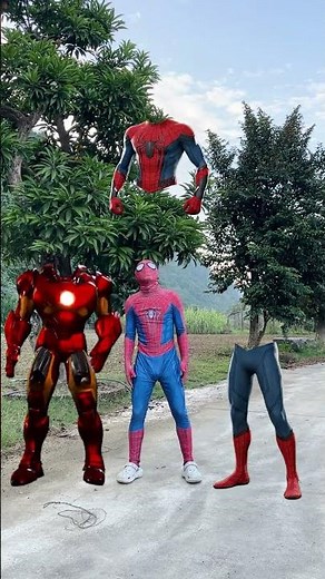 Spider-Man and iron man floating body matching