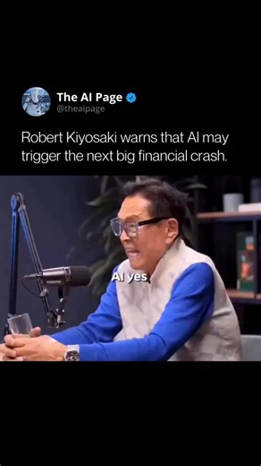 © The AI Page 👽 on Instagram: "Robert Kiyosaki has been sounding the alarm about AI and the economy. While he hasn’t appeared on any major CAU podcast, he has used his own platforms to warn that a global financial crash could be building fast. His concern is that AI is already replacing jobs, creating a chain reaction. Layoffs reduce spending, which pressures businesses and real estate, and that ripple could spread across the entire financial system. The warning isn’t just about markets. It’s a