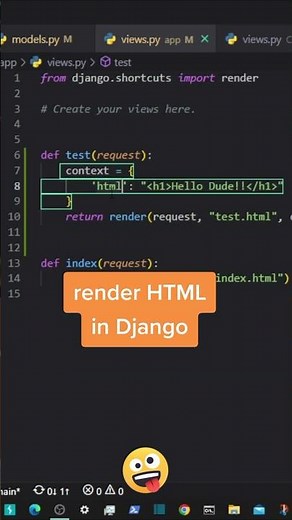 render HTML in Django #django #python #programming #code #tips #tricks #development #web #coding