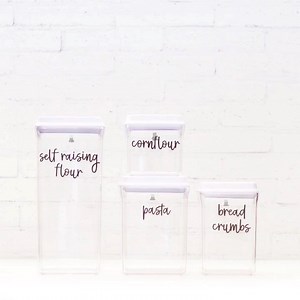 The push lock lid mechanism means when the lock is closed, the silicone seal applies uniform pressure. When opened, the seal releases and the top is easily removed, preserving the freshness of all your pantry goods. Bringing you a perfect airtight container! Kick start your pantry organisation today with our push top pantry containers.. | Pretty Little Designs | Facebook