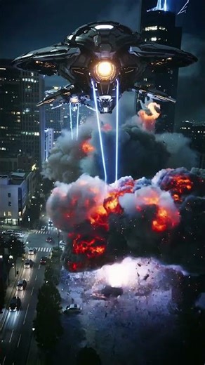 CITY INFERNO! 🛸 Massive UFO Unleashes Twin Lasers on Downtown | Cinematic AI Short