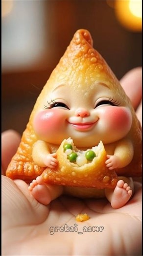 cute samosa eating ASMR 🥰#shorts #asmr #funny #satisfying #feeding #ai #food #fruit #samosa