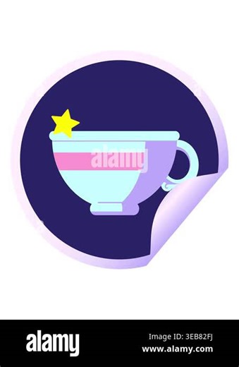 twinkling stars effect animation of coffee cup graphic vector illustration circular sticker Stock Video Footage - Alamy