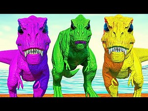 Green Alien Tyrannosaurus Rex Vs Spinosaurus,Stegosaurus - Jurassic World Evolution Dinosaurs Fight