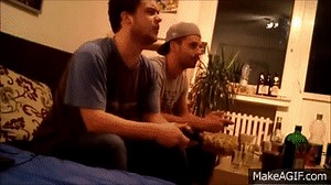 Angry gamer throw controller against TV and flips on Make a GIF