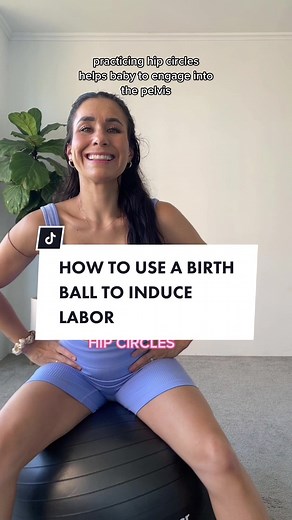 How to use a birth ball to induce labor 💖 opening the hips, stretching out the ligaments and leaning over the birth ball all help to get baby into the best position for birth #birthball #prenatalyoga #pregnancytok #prenatalfitness #birthballexercises #doulatips