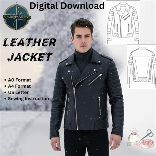 Leather Jacket Sewing Pattern PDF for Men With Printable. Includes Step by Step Sewing Instructions to Create a Classic Men Leather Jacket. - Etsy Canada
