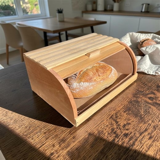 Wooden Bread Box With Roll Top Lid – Beech Wood Bread Bin in Rustic Farmhouse Kitchen Style - Etsy