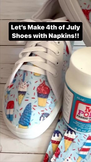 227K views · 2.8K reactions | Let’s make 4th of July Shoes with Napkins and Mod Podge! #4thofJuly #modpodge #diyfashion #shoes #napkindecoupage #summerfashion #summerstyle #sneakers | Handmade Happy Hour with Cathie Filian | Facebook