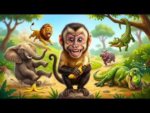 Monkey vs Dinosaur! Funny Jungle Adventure 🐵😂