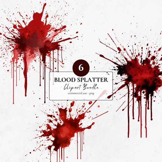 Blood Splatter Clipart Bundle | Horror Halloween PNG (digital Download) - Etsy