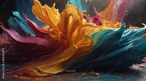 Dynamic and vibrant abstract paint splash showing waves of colors in motion, perfect for creative projects
