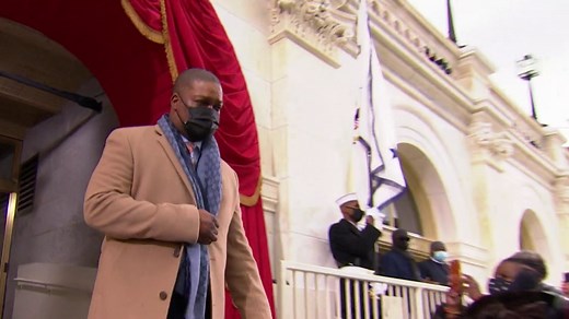 Kamala Harris escorted by Capitol police officer Eugene Goodman