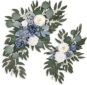 Amazon.com: Blue White Wedding Arch Flowers, Faux Flower Swag Set of 2, Blue White Floral Swag for Wedding Arch Welcome Signs, Reception Ceremony Signs Decor : Home & Kitchen