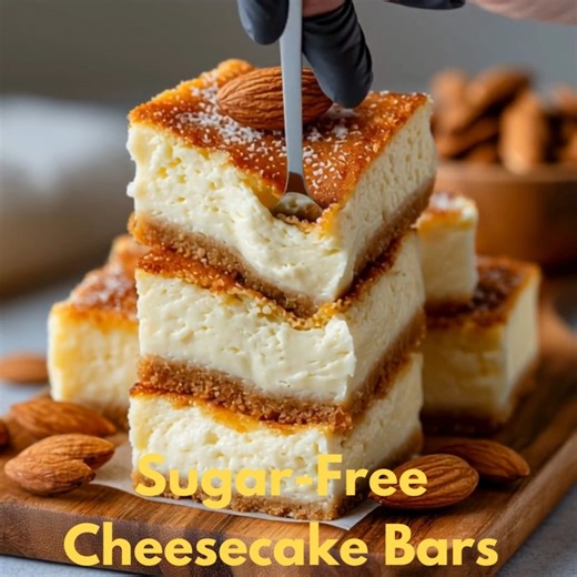 🍮 Creamy Sugar-Free Cheesecake Bars with Almond Crust Perfectly creamy cheesecake squares with a buttery almond crust — an easy sugar-free indulgence! 📝 Ingredients Crust: 1 ½ cups almond flour 3 tbsp melted butter 2 tbsp powdered erythritol Filling: 16 oz cream cheese, softened ½ cup monk fruit erythritol blend 2 large eggs ½ cup sour cream 1 tsp vanilla extract 1 tbsp lemon juice 👩‍🍳 Steps to Create Preheat oven to 325°F. Line an 8x8-inch pan with parchment. Mix crust ingredients and press