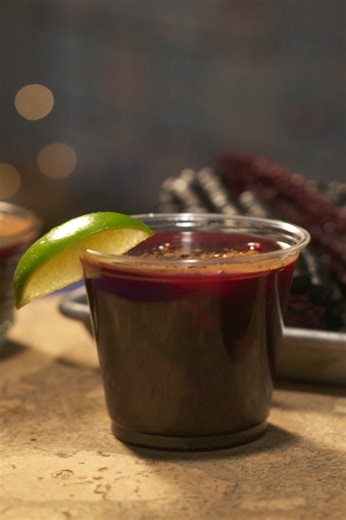Festive purple stew with dried fruit and spices