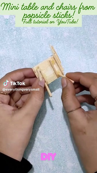 Check out my latest project: a miniature table and TWO adorable chairs made entirely from popsicle sticks! https://www.youtube.com/watch?v=GoITzlGbaas&t=26s Just follow the instructions in the video tutorial on my youtube channel below for step-by-step guidance. You’ll need: 🔹 Popsicle sticks 🔹 Pencil 🔹 X-Acto knife (or another crafting knife) 🔹 Sanding paper 🔹 Crafting glue 🔹 A few matches 🔹 Skewer sticks #MiniatureFurniture #PopsicleSticks