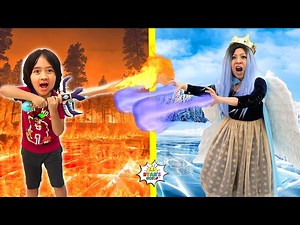 Hot vs Cold Challenge Ryan against the ice queen 1 hr kids show - Videos For Kids