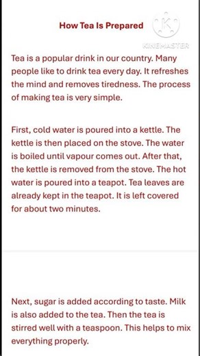 processing paragraph on How Tea is prepared in 130 words #teamaking #processingwriting