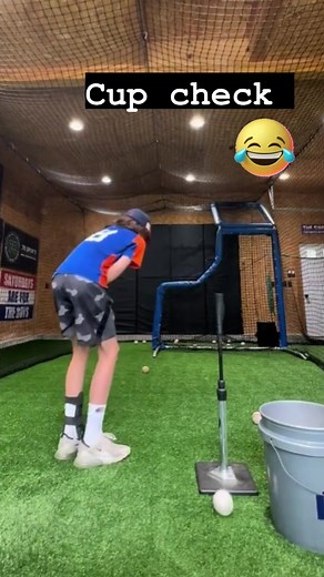 Cup Check‼️ 😂 Great swing back up the middle. #attakid #fyp #foryoupage #baseball #kidsbaseball