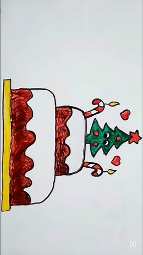 How to draw a Christmas cake easy | Christmas drawing and painting #christmas #christmastreedrawing