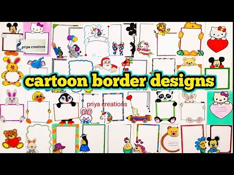 cartoon border design | Border Design on Paper | project work designs | Cartoon themed border design