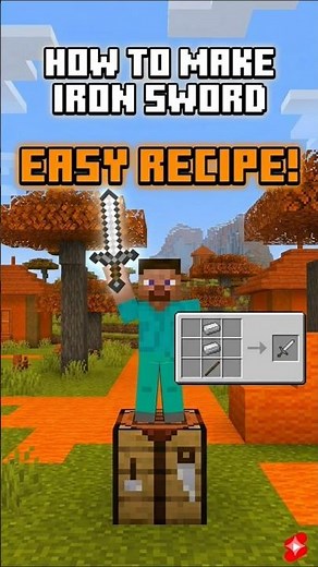 how to make iron sword in Minecraft easy recipe 😁