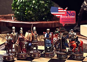 Personalized Battle of Issos Chess Set, Alexander Darius Figures, Hand-painted Nameplate, Velvet Box - Etsy