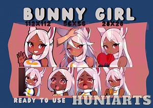 Bunny Girl White Hair Girl Waifu Girl Anime Girl, Anime Emotes, Chibi Emotes for Twitch/discord/youtube - Etsy