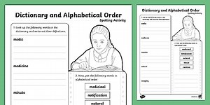 Dictionary Definitions and Alphabetical Order Activity