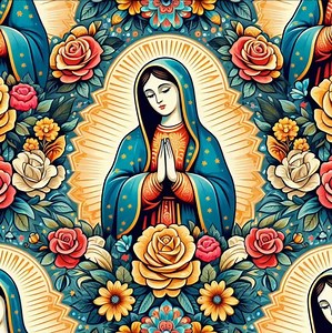 High Quality Mini Matt Fabric, Catholic Fabric, Lady Guadalupe Fabric, Church Fabric Material, Hispanic Religious Fabric by the Yard. - Etsy