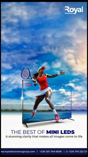 16 reactions · 5 comments | From the court straight to your living room! ✨ The Royal Mini LED TV delivers flawless clarity from any corner with its Ultra Wide Viewing Angle, enhanced lighting precision from 500+ Mini LED Zones, and cinema-grade sound from Dolby Audio.  This isn’t just a TV, it’s a masterpiece. Available at leading electronics stores nationwide. #RoyalElectronics #SmartTV #MiniLED | Royal Electronics Group | Facebook