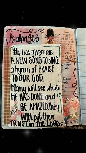 Scripture Writing: Psalm 40:3 NLT #biblejournaling #prayerjournal #daydreambibleart #faithart #dba