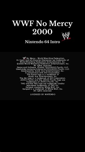 WWF No Mercy 2000 Nintendo 64 intro #wwe #throwback #nostalgia #nomercy #n64