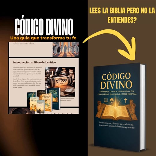 Miles de creyentes ya están entendiendo la Biblia como nunca antes. Tú también puedes hacerlo con Código Divino: la guía que te lleva de Génesis a Apocalipsis con claridad, revelación y poder espiritual. 📘 Incluye devocionales, bosquejos visuales y acceso a 5 bonos únicos. 🔥 No estudies solo. Estudia con propósito y fe. Empieza hoy con Código Divino. | Codigo Divino
