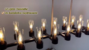 Linear Chandelier, 49" Modern Chandelier 16 Lights Extra Large Linear Chandeliers for Dining Room Light Fixture Black and Gold Rectangular Chandelier Long Kitchen Island Lighting Pendant Light