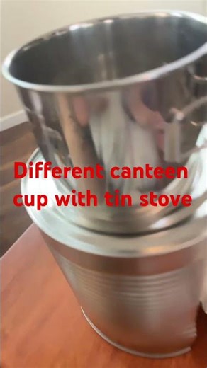 Different metal cup with tin can stove:#emergencypreparedness #vintagesurvival ,#camping ,#hobotech