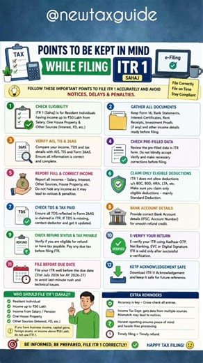 12 Important Things to Check Before Filing ITR-1 (Sahaj) #itr1 #newtaxguide #efiling