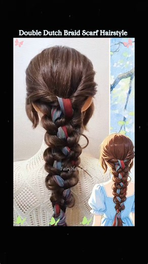 Double Dutch Braid Scarf Hairstyle 🎀 Tutorial 🌟 Fairy Hair Lab 🍁