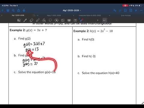 Unit 7 Page 6 Notes Packet Videos - Algebra 1